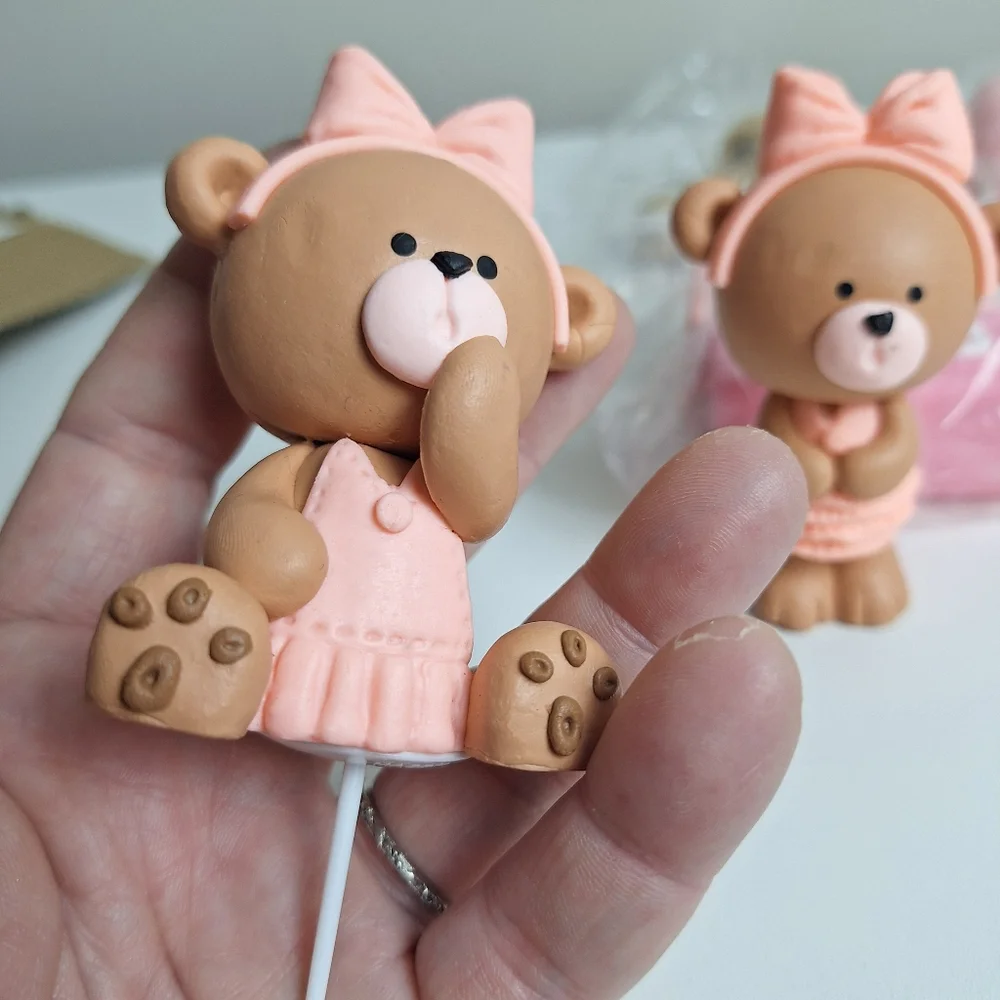 27 Pcs Teddy Bears Birthday Cake Toppers Decorations Baby Girl